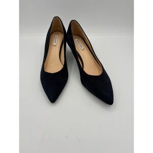 Alex Marie Womens Navy Blue Suede Pointed Toe Kitten Heel Pumps Size 7M